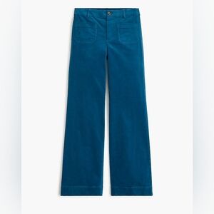 J Crew Factory Lizzie Seaport Blue Wide-Leg Corduroy Pants Size 27